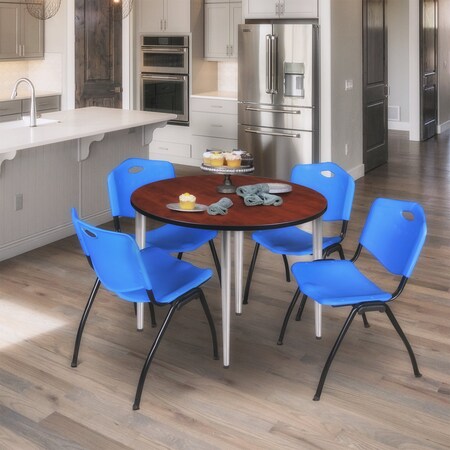 Regency Kahlo Round Table & Chair Sets, 36 W, 36 L, 29 H, Wood, Metal, Plastic Top, Cherry TPL36RNDCHCM47BE